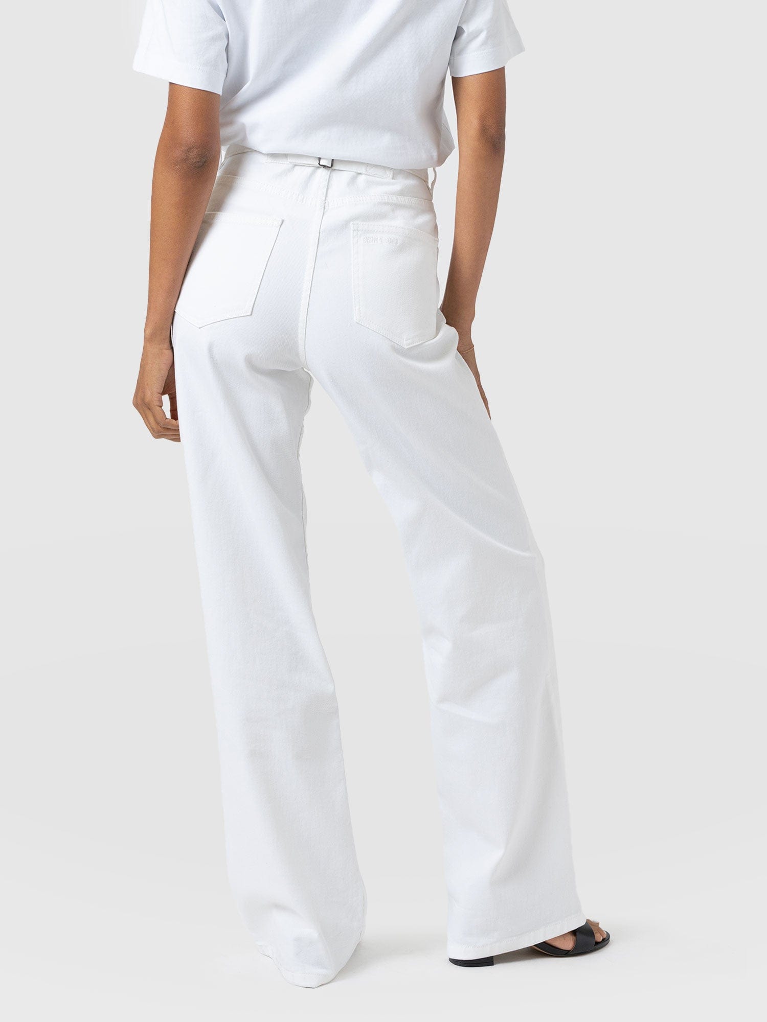 Adjustable Wide Leg Jean - White