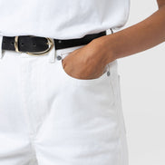 Adjustable Wide Leg Jean - White