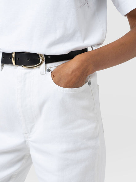 Adjustable Wide Leg Jean - White