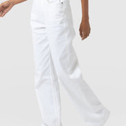 Adjustable Wide Leg Jean - White