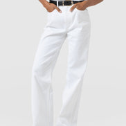 Adjustable Wide Leg Jean - White