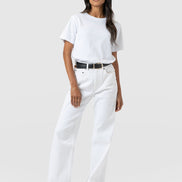 Adjustable Wide Leg Jean - White