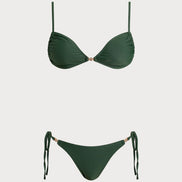 Green Triangle Drawstring Bikini Sets