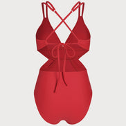 Red V Neck Bralette One Piece
