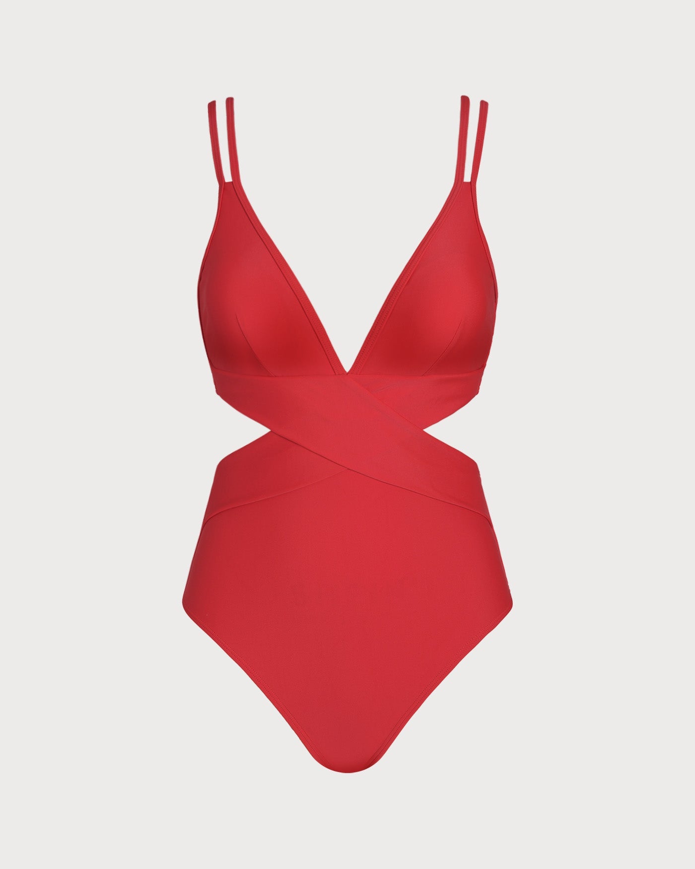 Red V Neck Bralette One Piece
