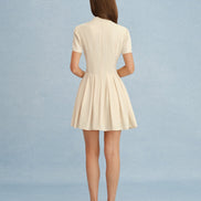 Apricot Mandarin Collar Cut Out Mini Dress