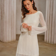 Apricot Lace Bell Sleeve Mini Dress