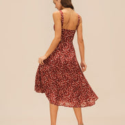 Wine Red Floral Slip Midi Dress