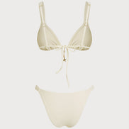 Off White Drawstring Triangle Bikini Set