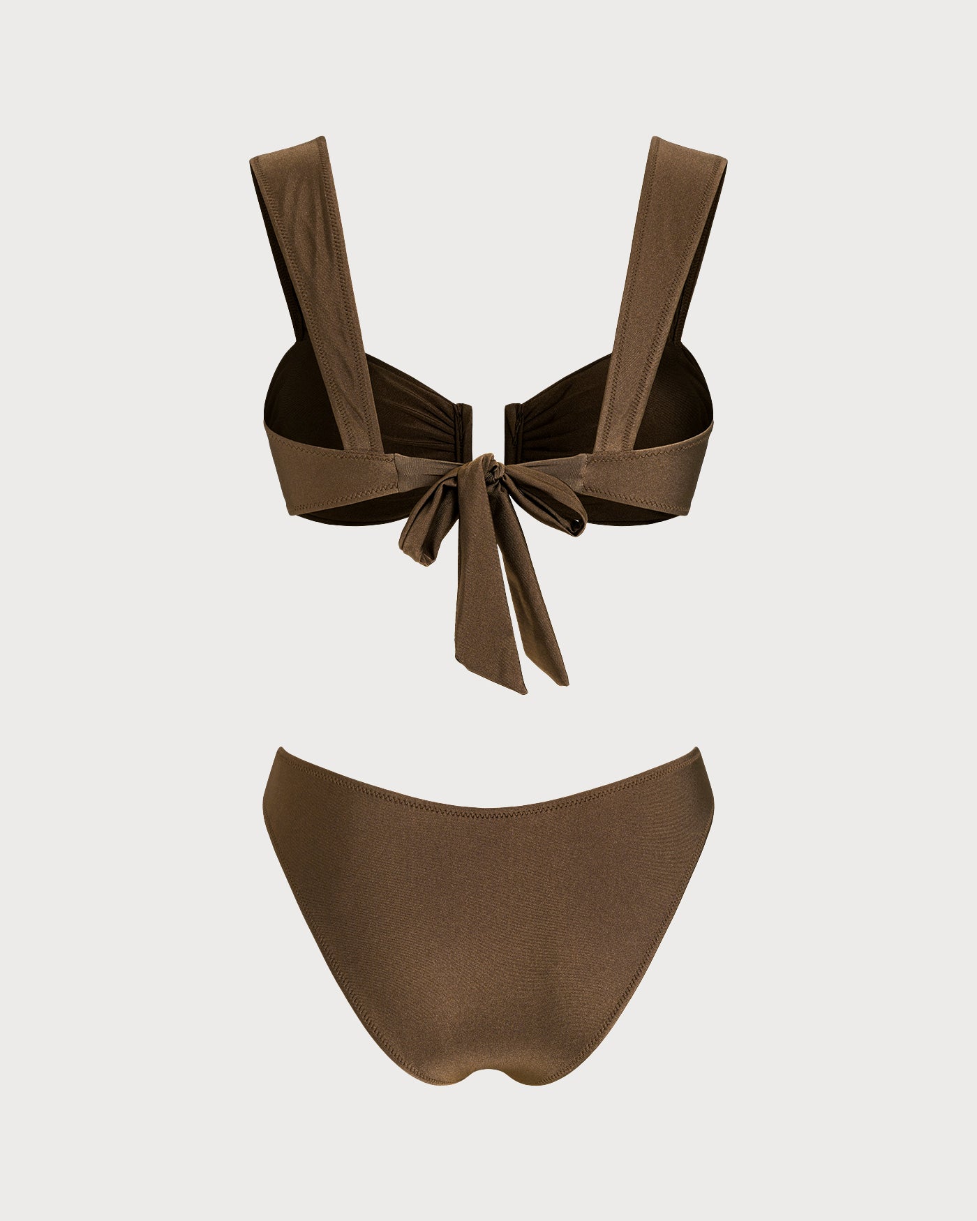 Brown Cut Out Drawstring Bikini Set