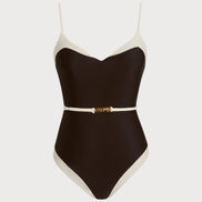 Brown V Neck Bralette One Piece