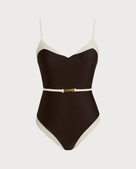 Brown V Neck Bralette One Piece