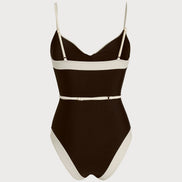 Brown V Neck Bralette One Piece