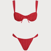 Red Sequins Underwire Bikini Set