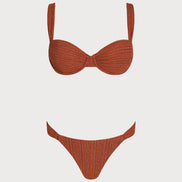 Brick Red Sequins Underwire Bikini Set