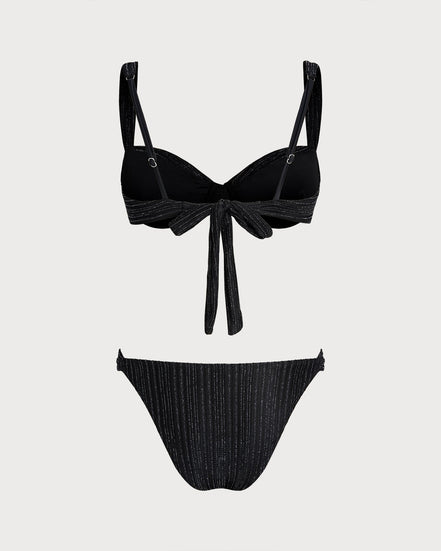 Black Sequins Underwire Bikini Set