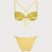 Yellow Textured Underwire Bikini Set
