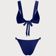 Royal Blue Textured Triangle Bikini Set