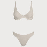 Beige Jacquard Underwire Bikini Set