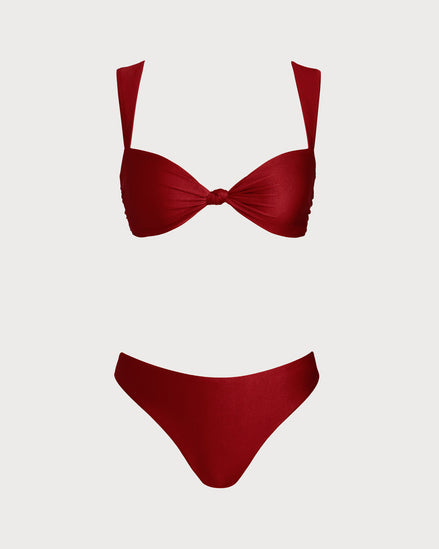 Red Triangle Low Waisted Bikini Set