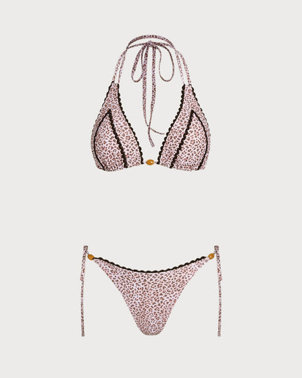 Leopard Print Halter Bikini Set