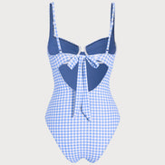 Blue Plaid Underwire One Piece