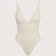 Off White Bralette Textured One Piece Swimwear
