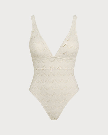 Off White Bralette Textured One Piece Swimwear