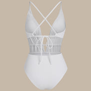 White Bralette Textured One Piece Swimwear