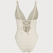 Off White Bralette Textured One Piece Swimwear