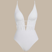 White Bralette Textured One Piece Swimwear