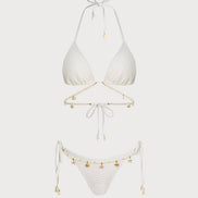 White Tie Strap Triangle Bikini Set