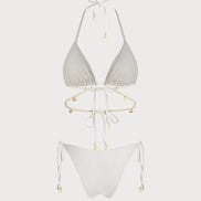 White Tie Strap Triangle Bikini Set