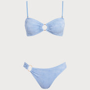 Blue Jacquard Cut Out Bikini Sets