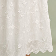 White Round Neck Floral Midi Dress
