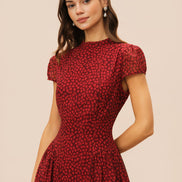 Red Cap Sleeve Floral Maxi Dress