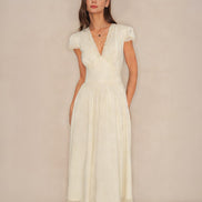 Apricot V Neck Lace Maxi Dress