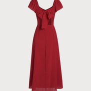 Red Sweetheart Neck Jacquard Maxi Dress