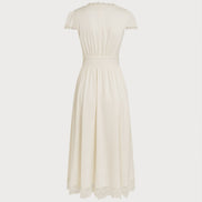 Apricot V Neck Lace Maxi Dress