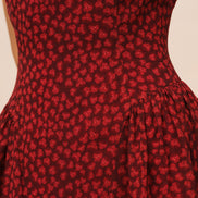 Red Cap Sleeve Floral Maxi Dress