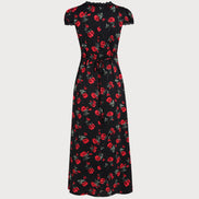 Black Floral V Neck Maxi Dress