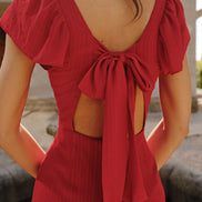 Red Sweetheart Neck Jacquard Maxi Dress