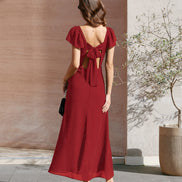 Red Sweetheart Neck Jacquard Maxi Dress