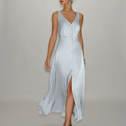 Grey A-Line Sleeveless Maxi Dress