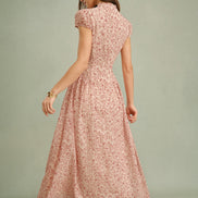 Pink Mock Neck Floral Maxi Dress