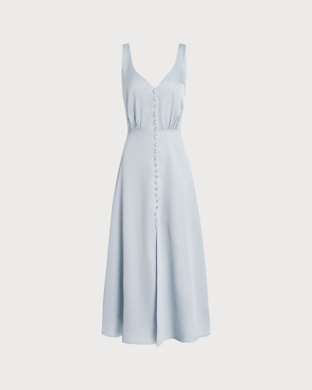 Grey A-Line Sleeveless Maxi Dress
