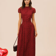 Red Cap Sleeve Floral Maxi Dress
