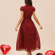 Red Cap Sleeve Floral Maxi Dress