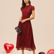 Red Cap Sleeve Floral Maxi Dress