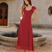 Red Sweetheart Neck Jacquard Maxi Dress